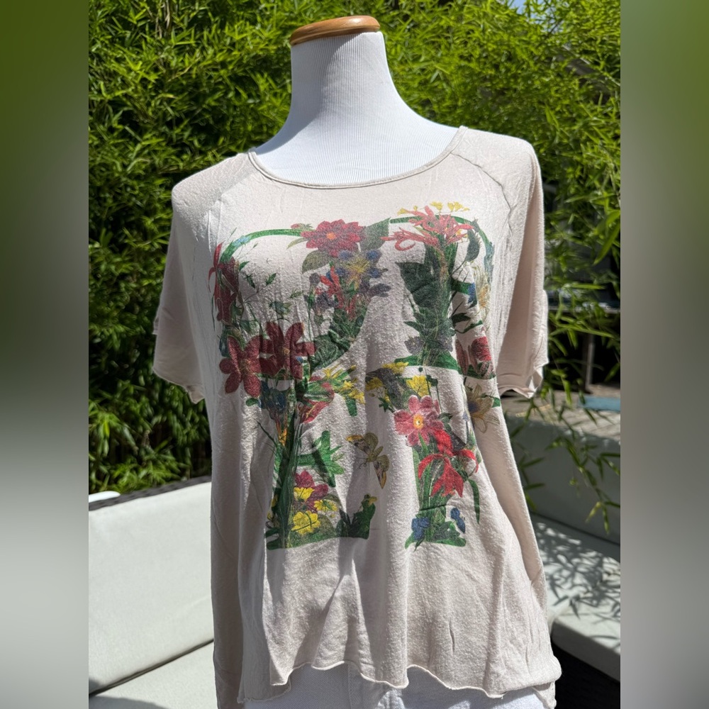 OBEY Tropical/Floral Print USA made Dolman Style Women's Top